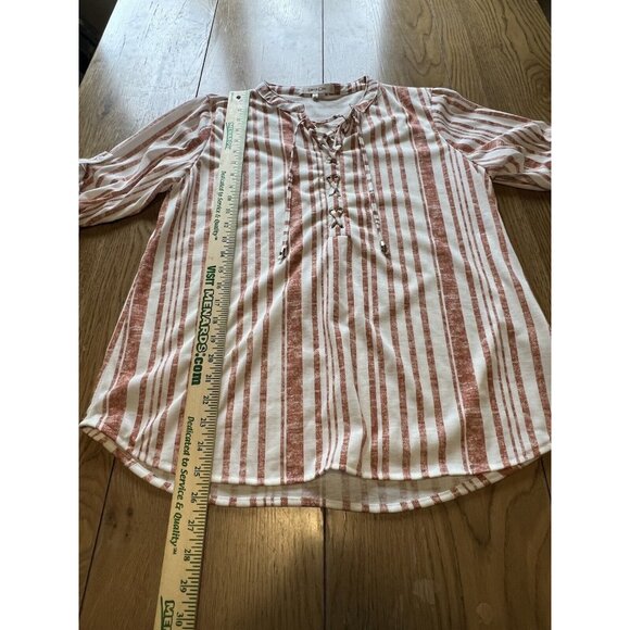 Eden & Olivia Shirt Size Large Striped Tunic Boho‎ Peasant Hippie Preppy - Picture 4 of 11